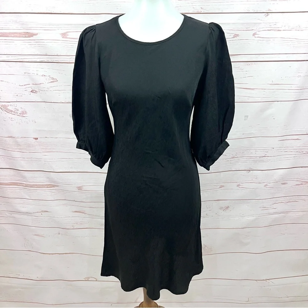Auguste The Label Silky Jacquard Puff Sleeve Dress
